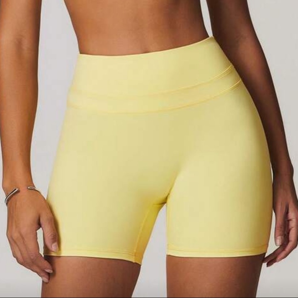 Yellow Athletic High-Waist Bike Shorts